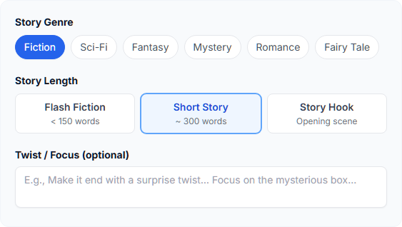 Genre and length selection controls