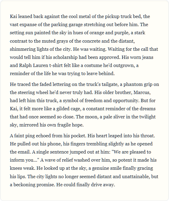 AI-generated story from an image — sample output